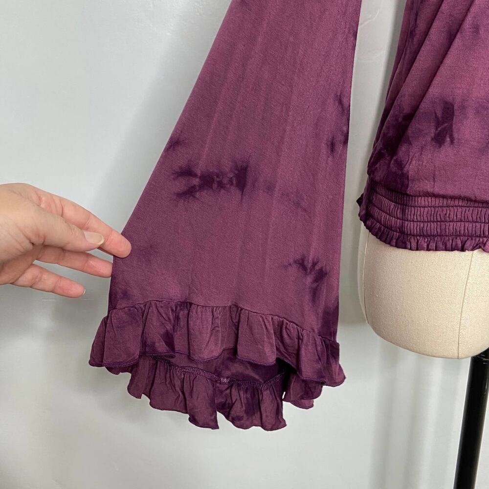 American Eagle Outfitters Soft & Sexy Tie Dye Ruffle Top Maroon Boho Size XS - Picture 6 of 10